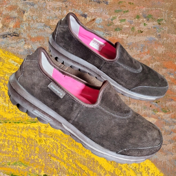 Skechers GO walk Slip-on Shoes Brown Suede size 8 - Picture 4 of 6